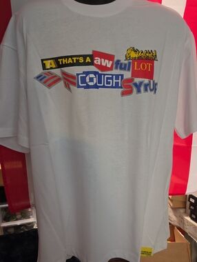 White Short Sleeve Graphic Tee - That's A Awful Lot Cough Syrup